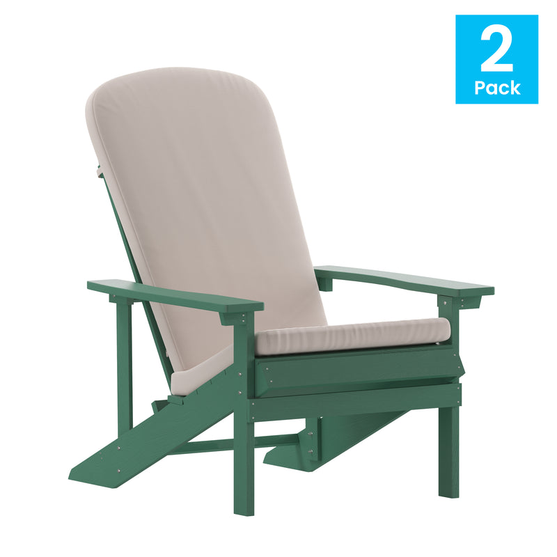 Riviera Set of 2 Weather Resistant Adirondack Patio Chairs With Vertical Lattice Backs and Comfort Foam Cushions