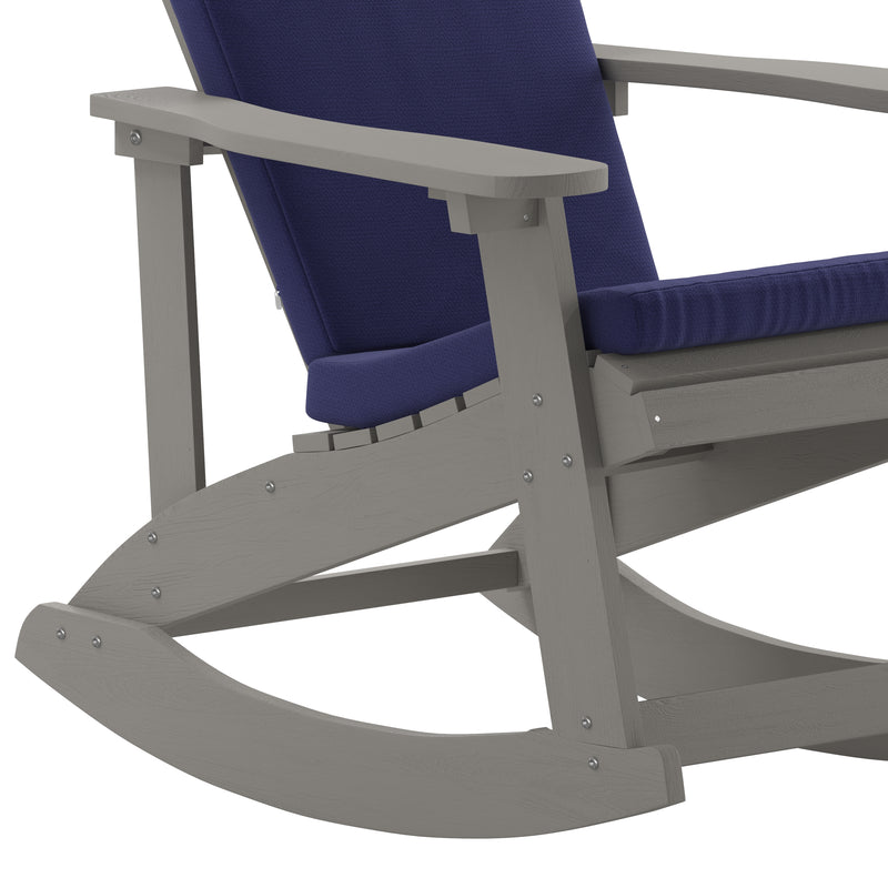 Atlantic All-Weather Polyresin Adirondack Rocking Chair with Vertical Slats and Weather Resistant Cushions