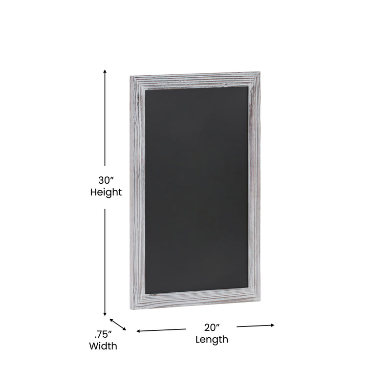 Magda 20" x 30" Whitewashed Wall Mount Magnetic Chalkboard Sign, Hanging Wall Chalkboard Memo Board