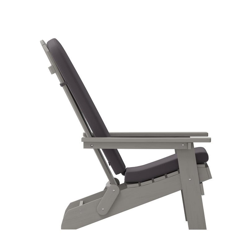 Riviera Set of 2 Weather Resistant Folding Adirondack Patio Chairs With Vertical Lattice Backs and Comfort Foam Cushions