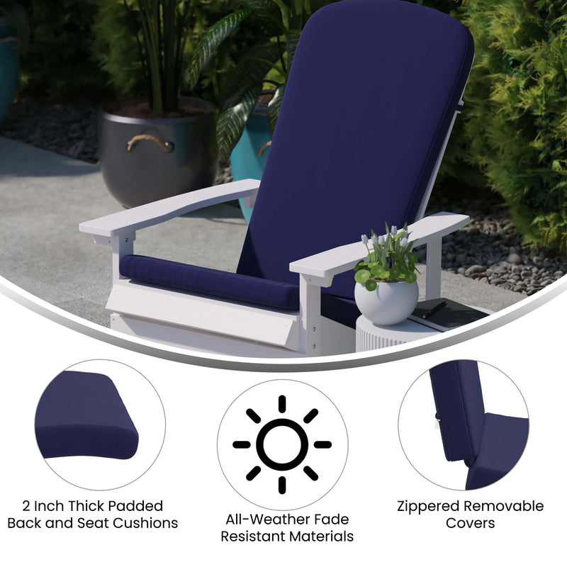 Atlantic All-Weather Polyresin Adirondack Rocking Chair with Vertical Slats and Weather Resistant Cushions