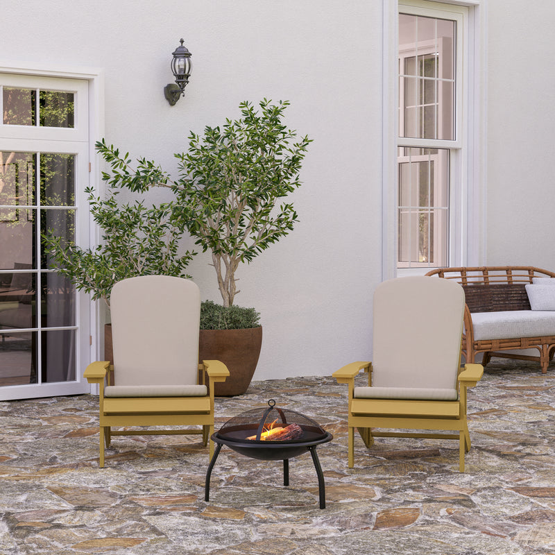 Riviera Set of 2 Weather Resistant Adirondack Patio Chairs With Vertical Lattice Backs and Comfort Foam Cushions