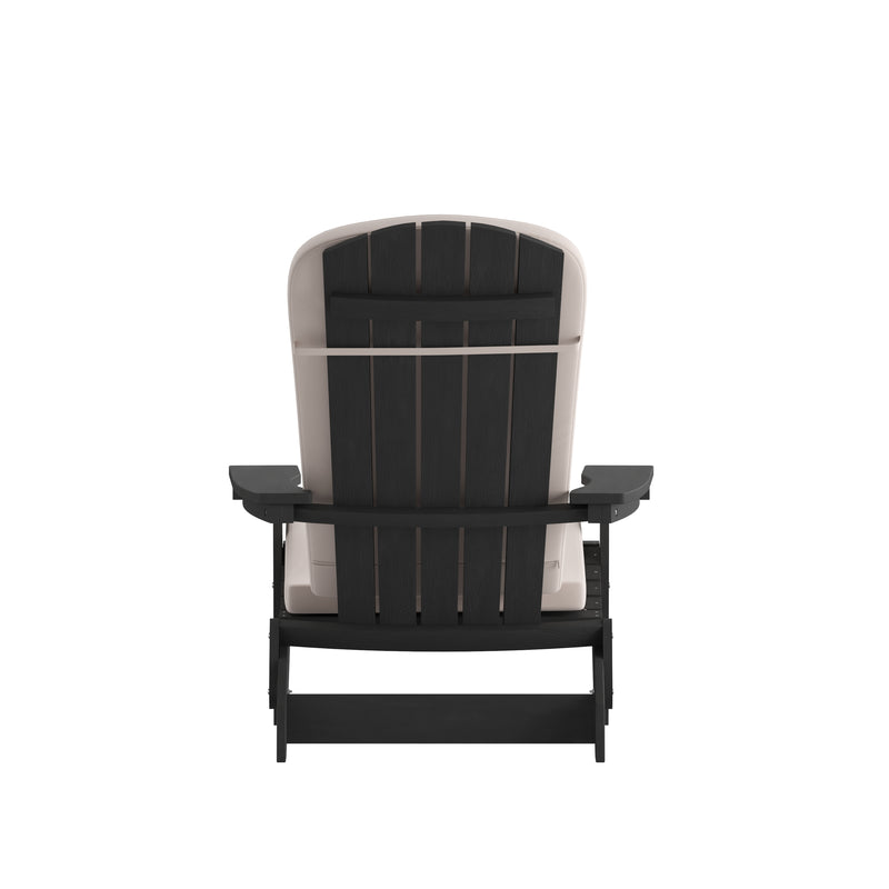Riviera Set of 2 Weather Resistant Folding Adirondack Patio Chairs With Vertical Lattice Backs and Comfort Foam Cushions
