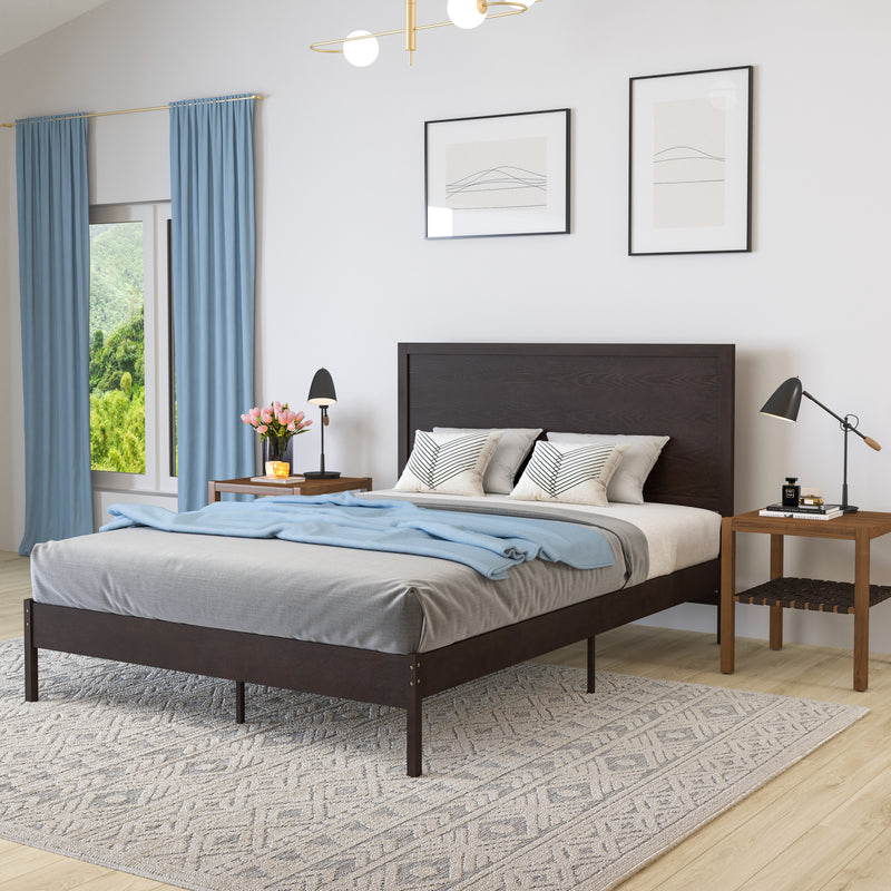 Ketner Solid Wood Platform Bed with Wooden Slats and Headboard, No Box Spring Needed