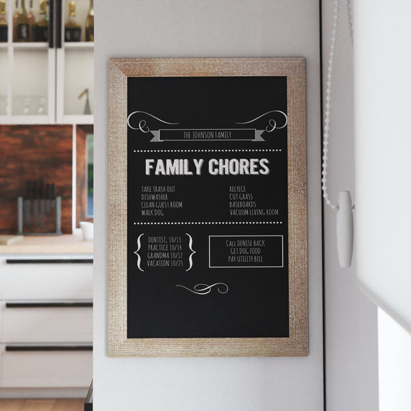 Magda 20" x 30" Weathered Wall Mount Magnetic Chalkboard Sign, Hanging Wall Chalkboard Memo Board