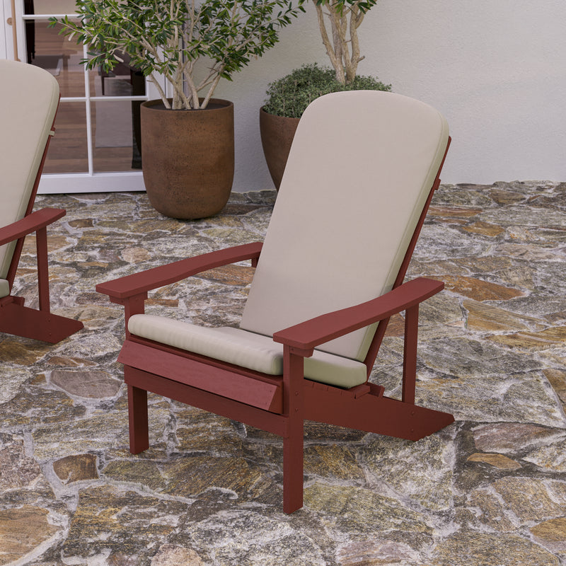 Riviera Set of 2 Weather Resistant Adirondack Patio Chairs With Vertical Lattice Backs and Comfort Foam Cushions