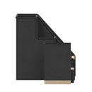 Cecil 3 Piece Desk Organizer Set for Desktop, Countertop, or Vanity in Black Finished Metal and Rustic Wood