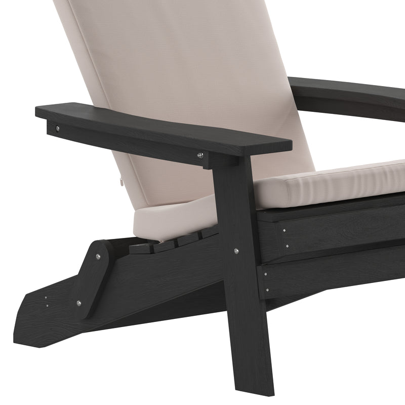 Riviera Set of 2 Weather Resistant Folding Adirondack Patio Chairs With Vertical Lattice Backs and Comfort Foam Cushions