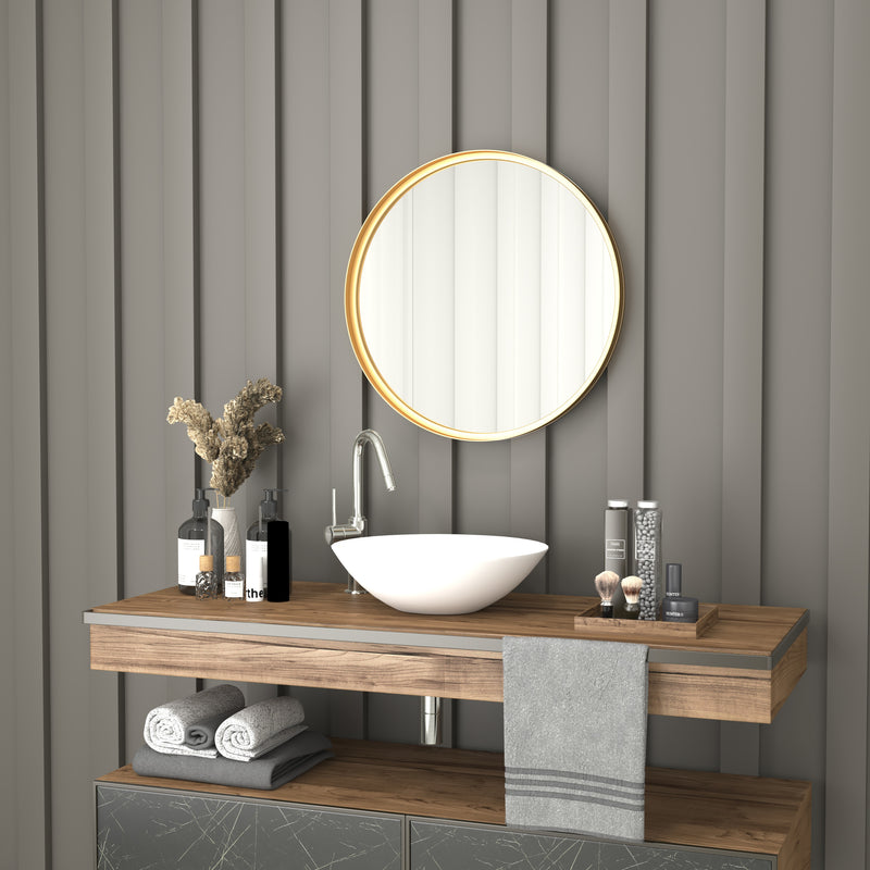 Monaco Round Deep Frame Accent Mirror Round Metal Framed Wall Mount Mirror