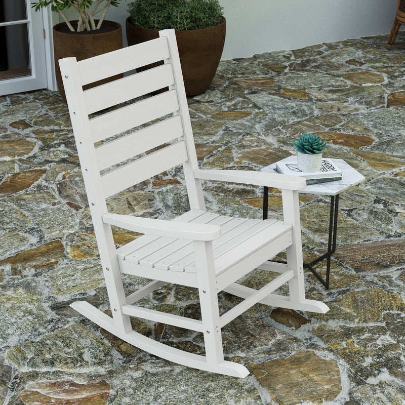 Fielder Set of 2 Contemporary Rocking Chairs, All-Weather HDPE Indoor/Outdoor Rockers