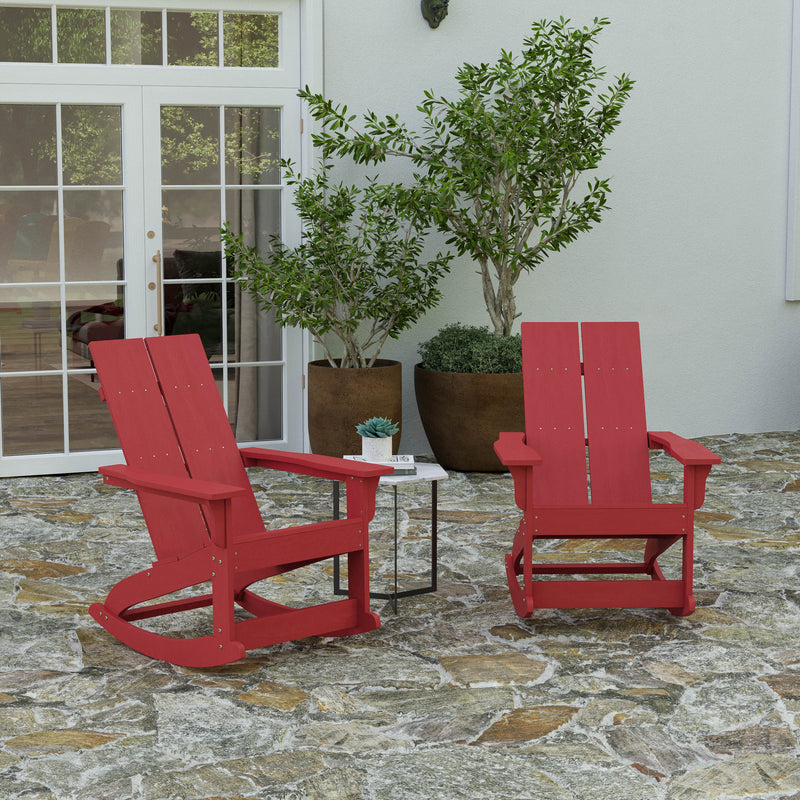 Set of 2 Wellington UV Treated All-Weather Polyresin Adirondack Rocking Chairs