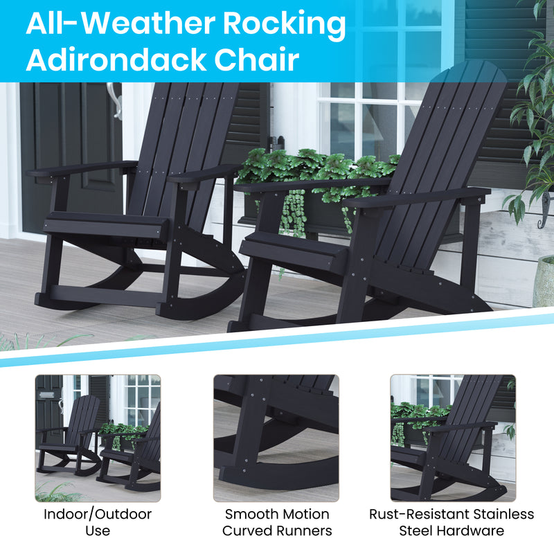 Atlantic All-Weather Polyresin Adirondack Rocking Chair with Vertical Slats and Weather Resistant Cushions