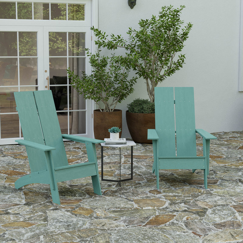 Set of 2 Piedmont Modern All-Weather Poly Resin Wood Adirondack Chairs