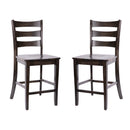 Verity Set of Two Classic Wooden Ladderback Counter Height Barstools with Solid Wood Seats
