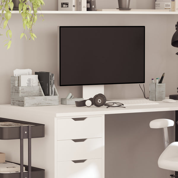 Ceely 3 Piece Wooden Desk Organizer Set for Desktop, Countertop, or Vanity in Whitewashed