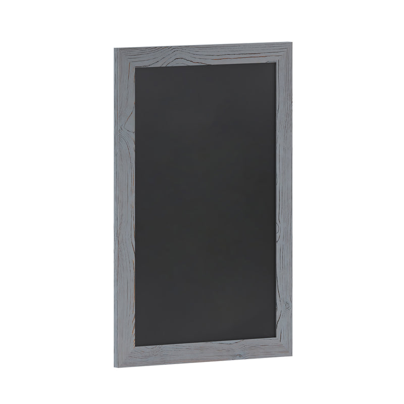 Magda 20" x 30" Rustic Gray Wall Mount Magnetic Chalkboard Sign, Hanging Wall Chalkboard Memo Board