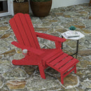 Ridley Adirondack Chair with Cup Holder and Pull Out Ottoman, All-Weather HDPE Indoor/Outdoor Lounge Chair in Red