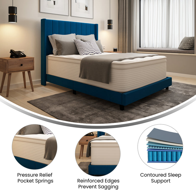 Vienna 14" Premium Comfort Euro Top Hybrid Pocket Spring and Memory Foam Mattress in a Box with Reinforced Edge Support