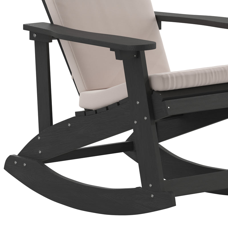 Atlantic All-Weather Polyresin Adirondack Rocking Chair with Vertical Slats and Weather Resistant Cushions
