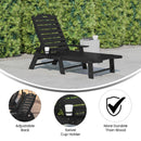 Gaylord Adjustable Adirondack Lounger with Cup Holder- All-Weather Indoor/Outdoor HDPE Lounge Chair in Black