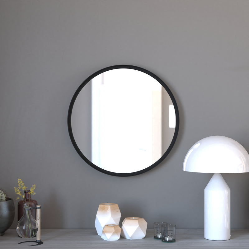 Monaco Round Deep Frame Accent Mirror Round Metal Framed Wall Mount Mirror