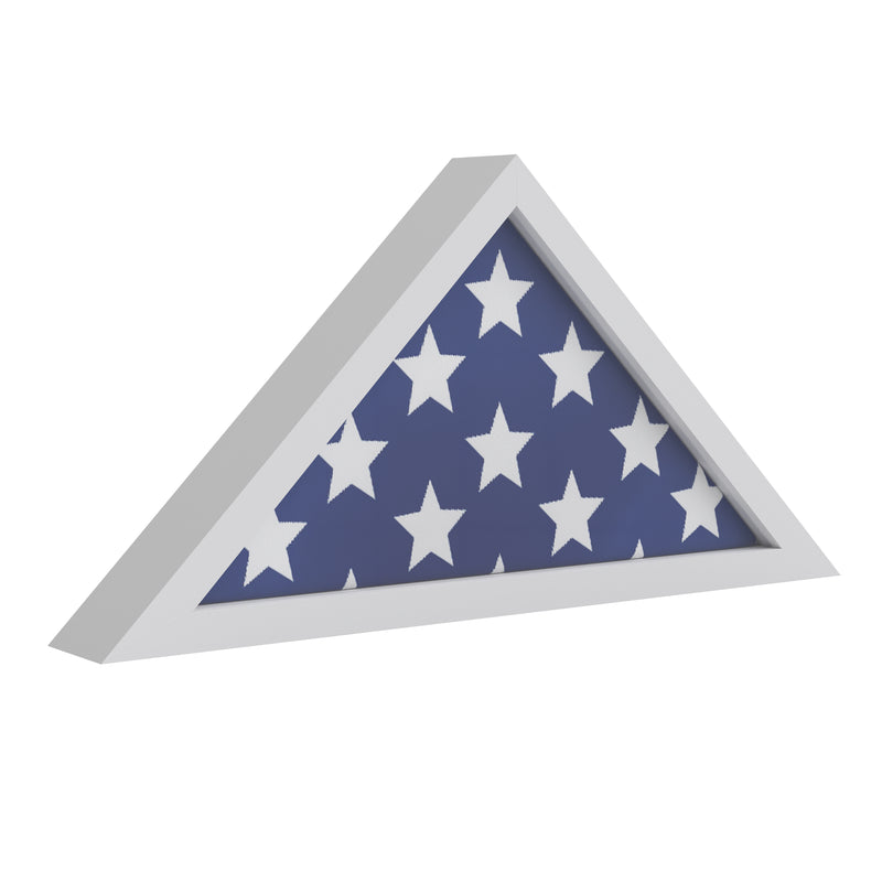 Sabore White Solid Wood Military Memorial Flag Display Case for 9.5' x 5' American Veteran Flag