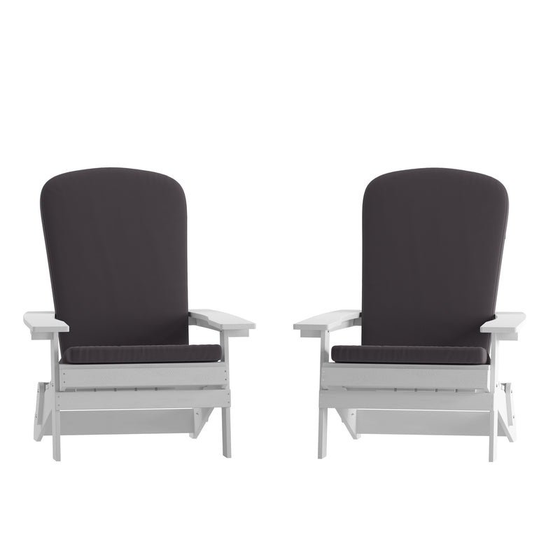 Riviera Set of 2 Weather Resistant Folding Adirondack Patio Chairs With Vertical Lattice Backs and Comfort Foam Cushions