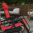 Merrill Set of 2 Red Folding Mesh Upholstered Zero Gravity Chair with Removable Pillow and Cupholder Tray