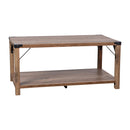 Green River Modern Farmhouse Engineered Wood Coffee Table and Powder Coated Steel Accents