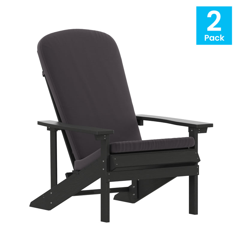 Riviera Set of 2 Weather Resistant Adirondack Patio Chairs With Vertical Lattice Backs and Comfort Foam Cushions