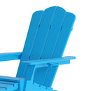 Ridley Adirondack Chair with Cup Holder and Pull Out Ottoman, All-Weather HDPE Indoor/Outdoor Lounge Chair in Blue, Set of 2