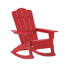 Ridley Adirondack Rocking Chair with Cup Holder, Weather Resistant HDPE Adirondack Rocking Chair in Red, Set of 2