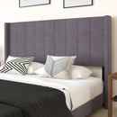 Sana Modern Gray Velvet Upholstered Platform Bed Frame with Padded, Tufted Wingback Headboard and Wood Support Slats, No Box Spring Required
