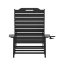 Gaylord Adjustable Adirondack Lounger with Cup Holder- All-Weather Indoor/Outdoor HDPE Lounge Chair in Black