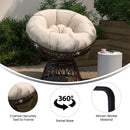 Foley Papasan Style Woven Wicker Swivel Patio Chair in Brown with Removable All-Weather Beige Cushion