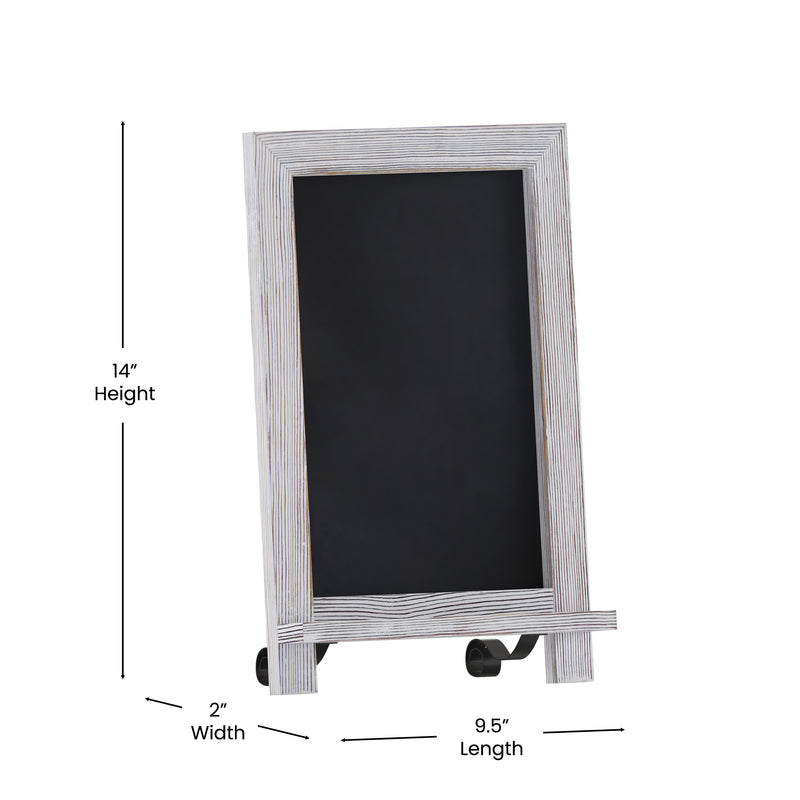 Magda Set of 10 Wall Mount or Tabletop Magnetic Chalkboards with Folding Metal Legs in Whitewashed,  9.5" x 14"