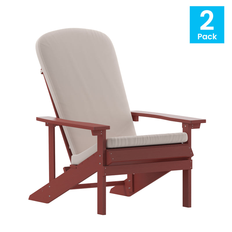 Riviera Set of 2 Weather Resistant Adirondack Patio Chairs With Vertical Lattice Backs and Comfort Foam Cushions