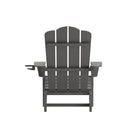 Nassau Adirondack Chair with Cup Holder, Weather Resistant HDPE Adirondack Chair in Gray, Set of 4