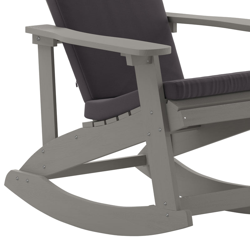 Atlantic All-Weather Polyresin Adirondack Rocking Chair with Vertical Slats and Weather Resistant Cushions