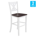 Imelda Set of Two Solid Wood Modern Farmhouse Bar Height Dining Stool