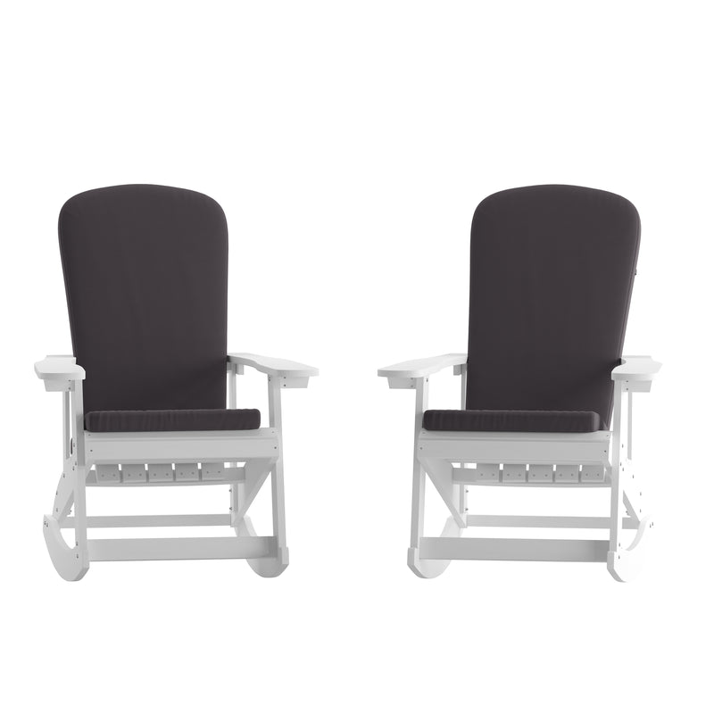 Atlantic All-Weather Polyresin Adirondack Rocking Chair with Vertical Slats and Weather Resistant Cushions