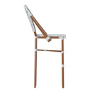 Celia Set of Two Indoor/Outdoor Stacking French Bistro Bar Stools with Patterned Seats and Backs & Light Natural Metal Frames