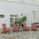 Set of 4 Riviera Poly Resin Folding Adirondack Lounge Chair - All-Weather Indoor/Outdoor Patio Chair