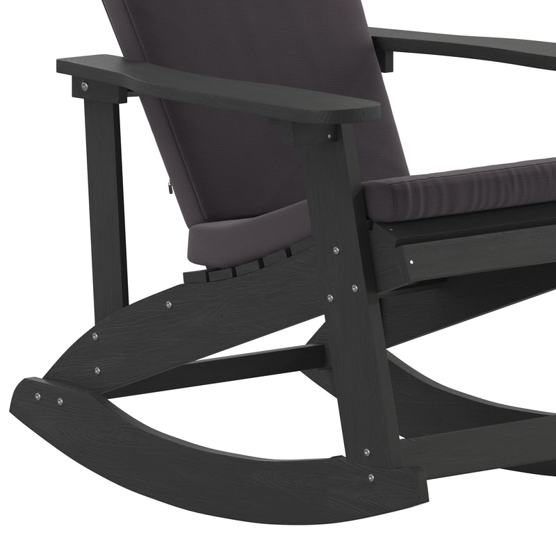 Atlantic All-Weather Polyresin Adirondack Rocking Chair with Vertical Slats and Weather Resistant Cushions
