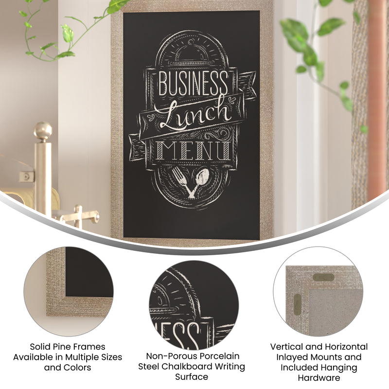 Magda 24" x 36" Weathered Wall Mount Magnetic Chalkboard Sign, Hanging Wall Chalkboard Memo Board