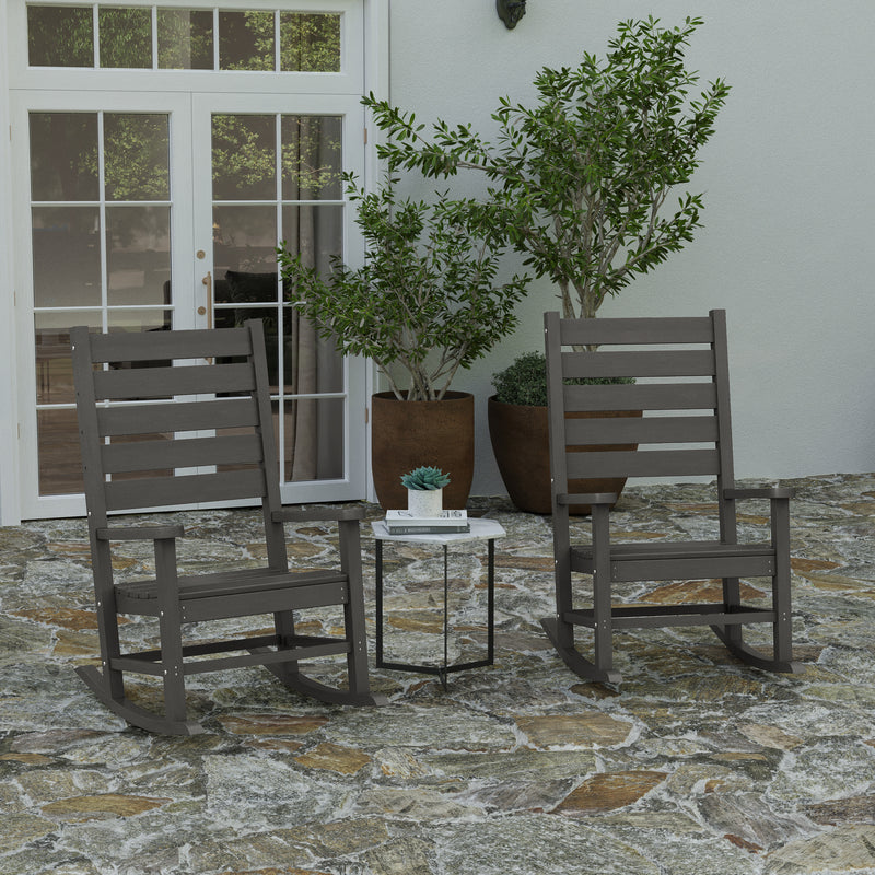 Fielder Set of 2 Contemporary Rocking Chairs, All-Weather HDPE Indoor/Outdoor Rockers