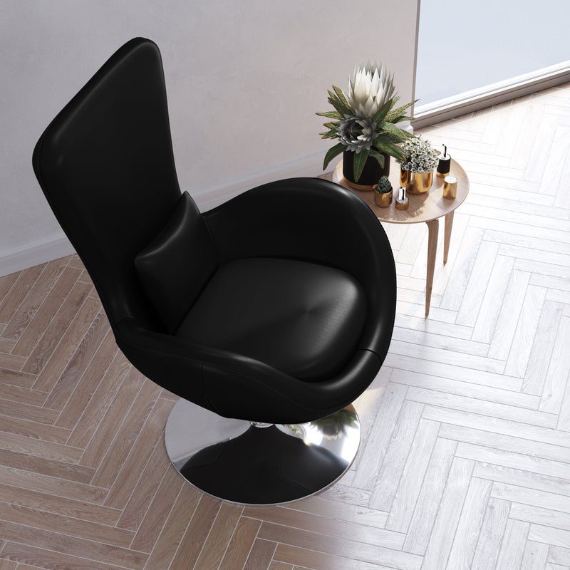 Soro High-Back Egg Style Lounge Chair with 360° Swivel Chrome Base