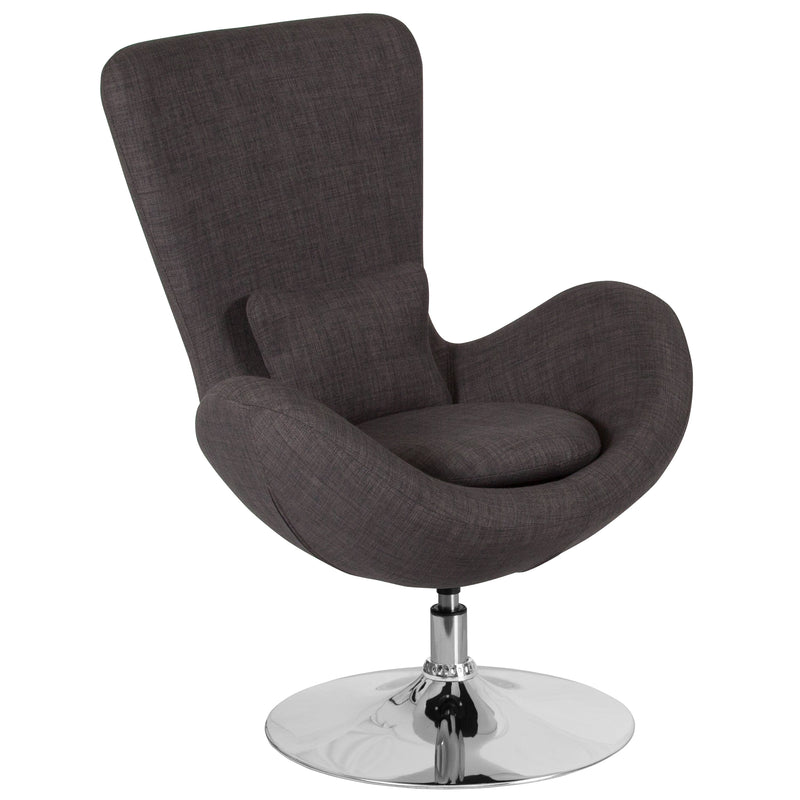 Soro High-Back Egg Style Lounge Chair With 360° Swivel Chrome Base