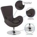 Soro High-Back Egg Style Lounge Chair With 360° Swivel Chrome Base