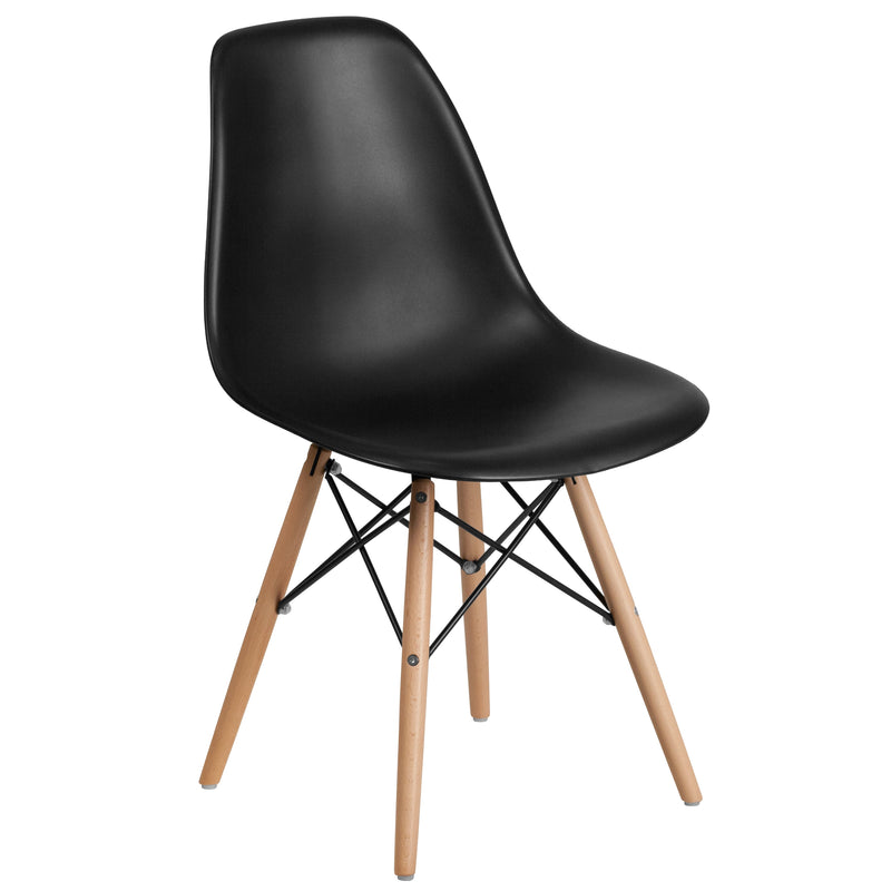 Elton Series Polypropylene Accent Chair with Metal Braced Wooden Legs